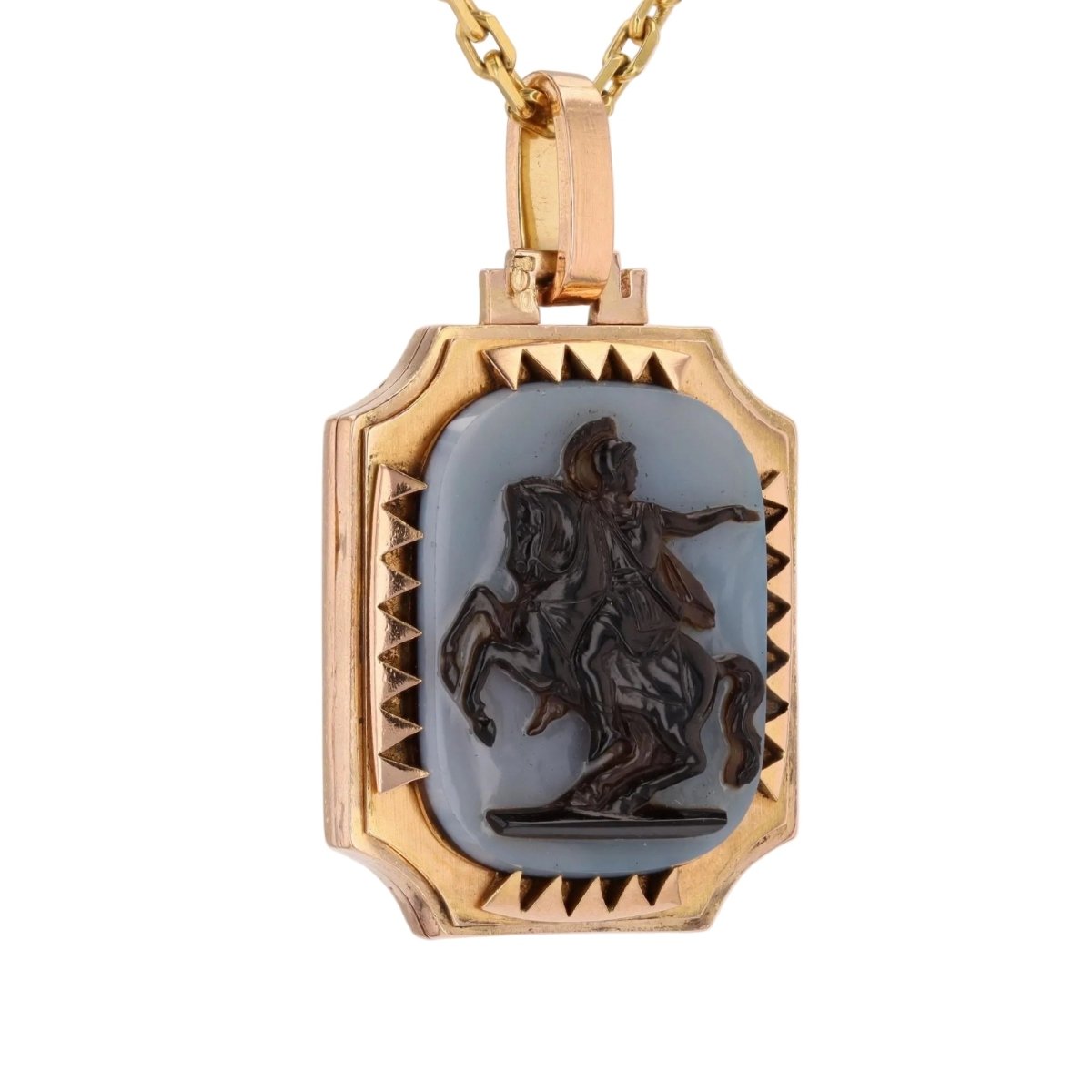Pendentif en or rose, platine et agate - Castafiore