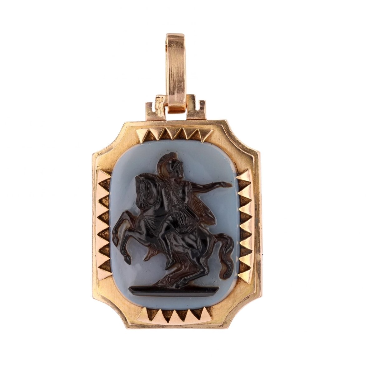 Pendentif en or rose, platine et agate - Castafiore