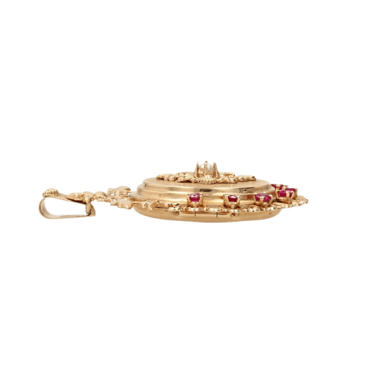 Pendentif en or rose, rubis et perle - Castafiore