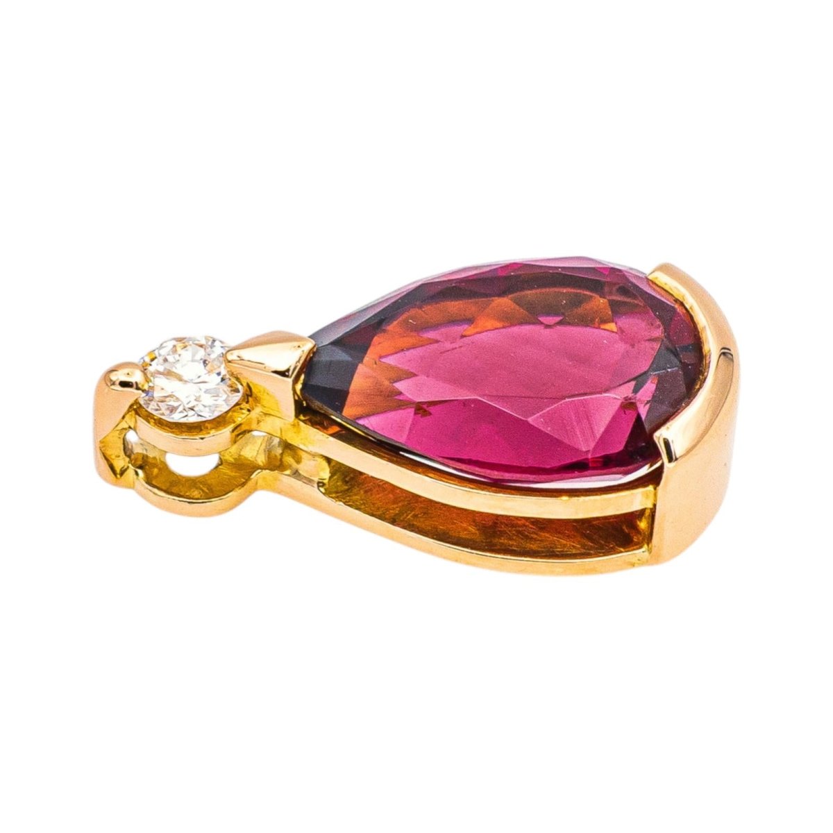 Pendentif en or rose, tourmaline et diamant - Castafiore