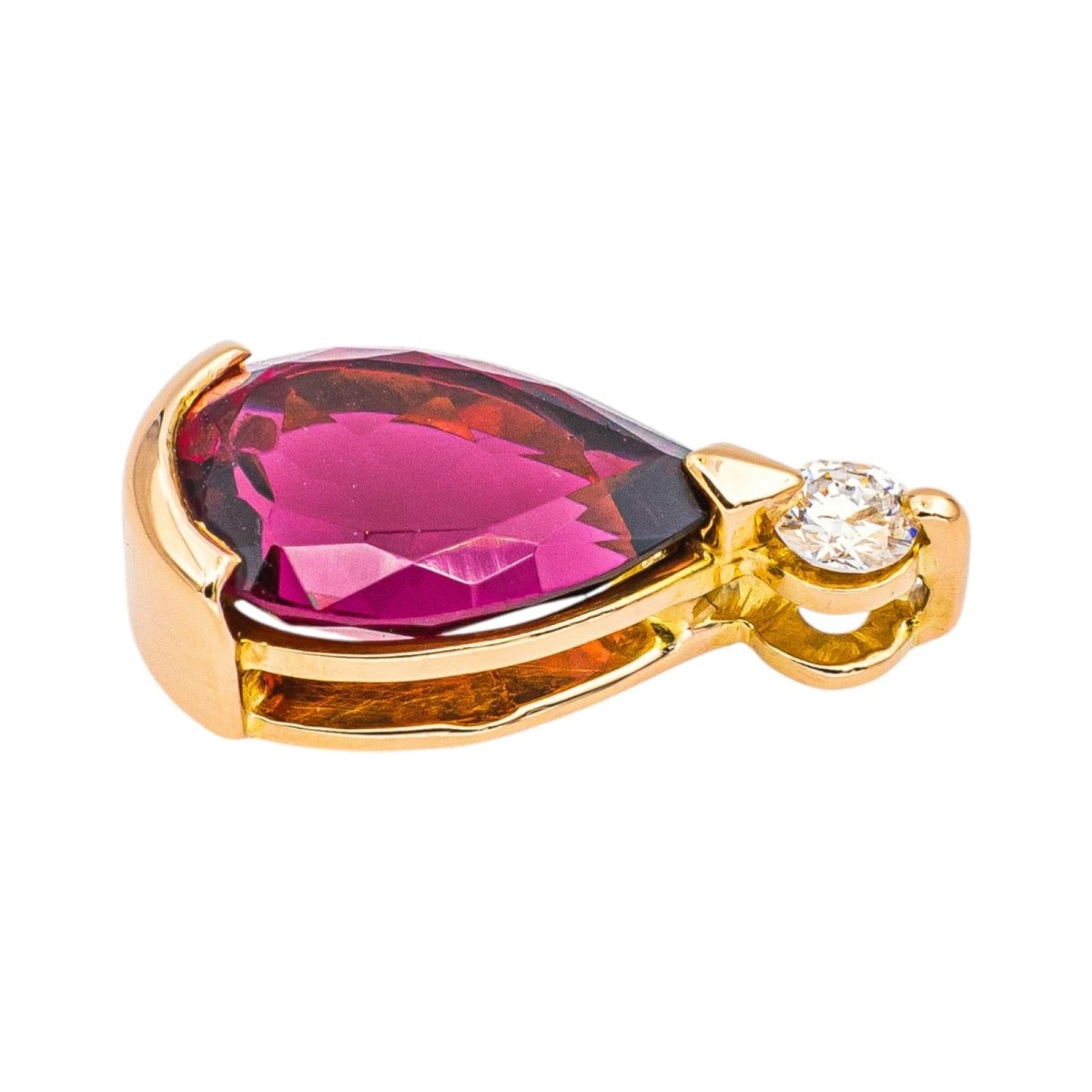 Pendentif en or rose, tourmaline et diamant - Castafiore