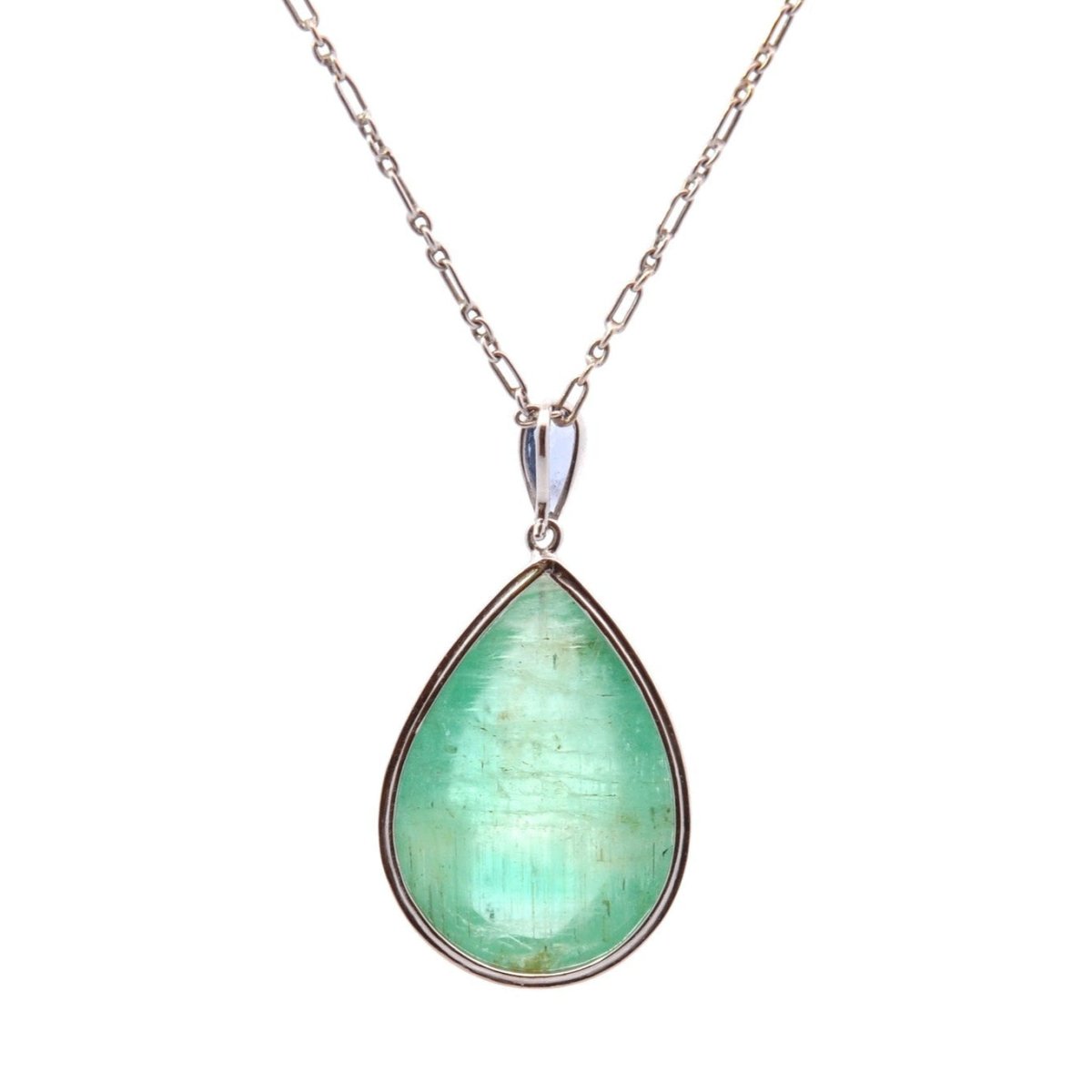 Pendentif en platine, émeraude et saphir - Castafiore