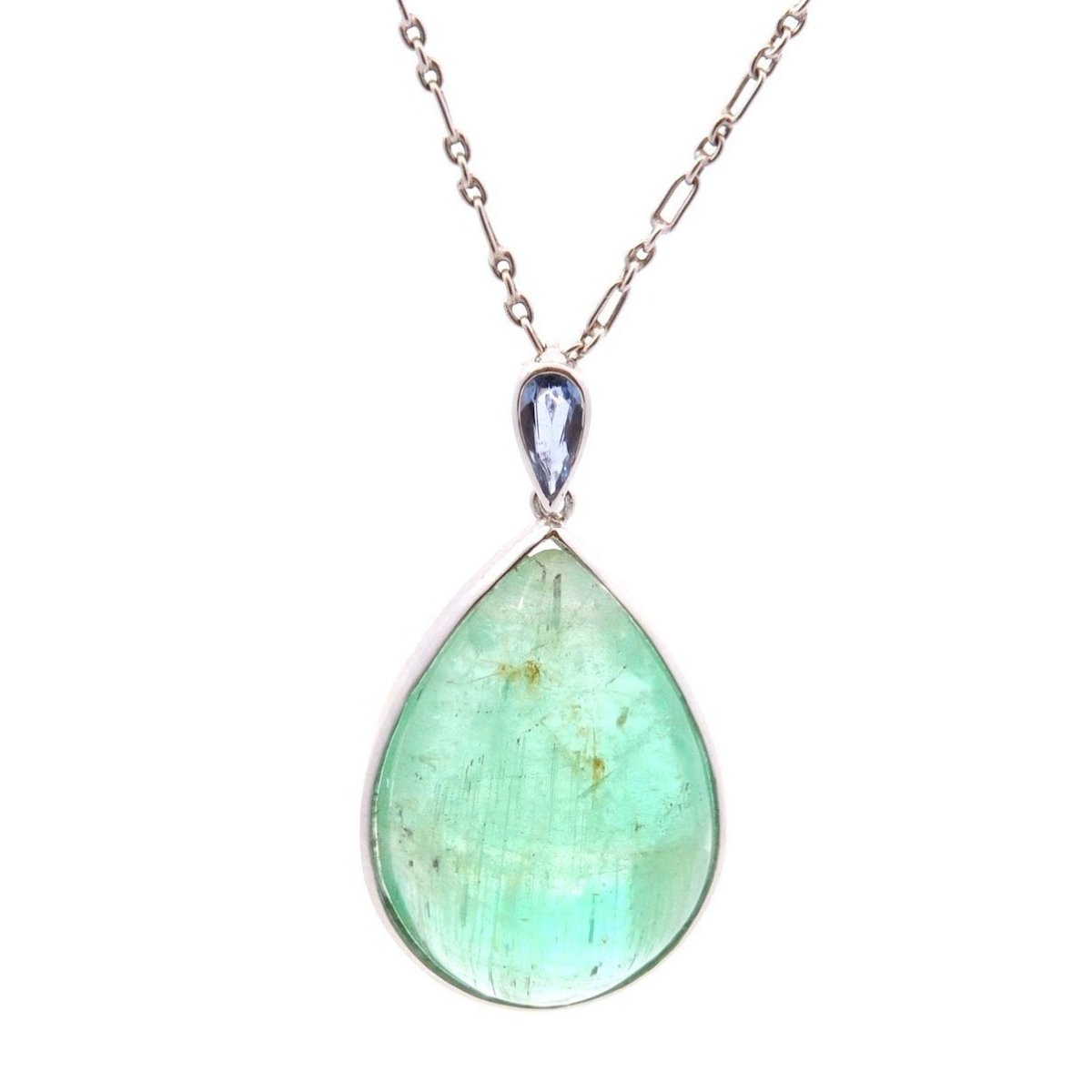 Pendentif en platine, émeraude et saphir - Castafiore