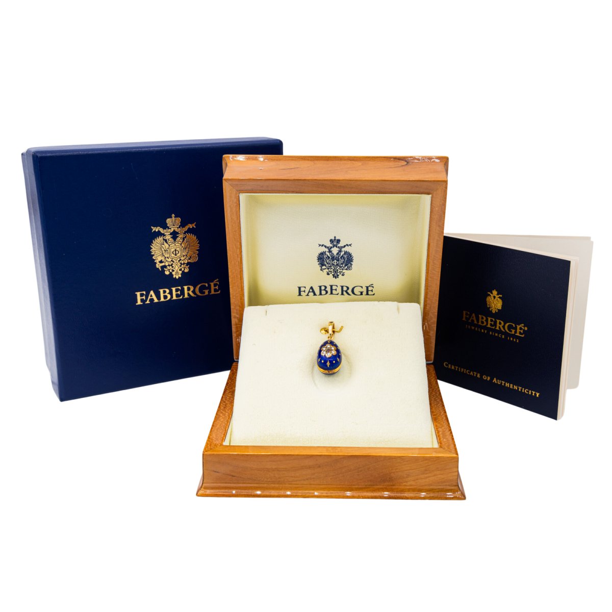 Pendentif FABERGÉ "Œuf" en or jaune, émail, rubis et diamant - Castafiore