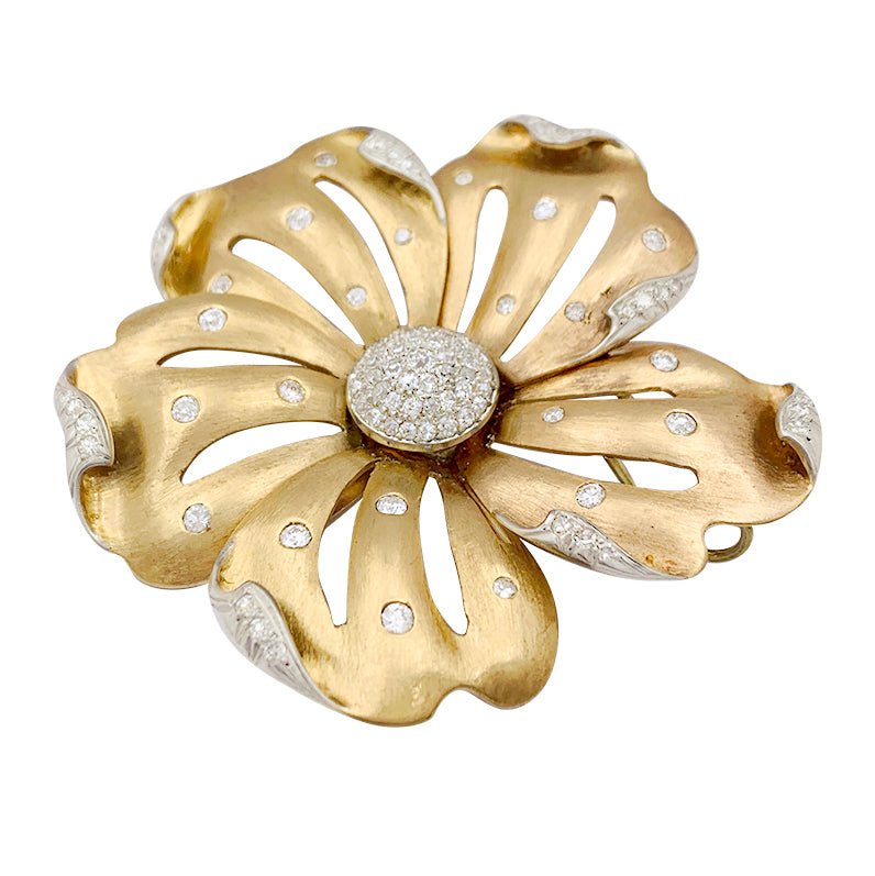 Pendentif "Fleur" or jaune et diamants - Castafiore