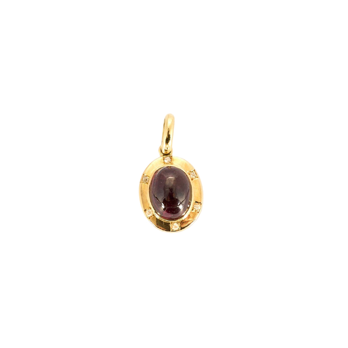 Pendentif Grenat cabochon en or jaune et diamants - Castafiore
