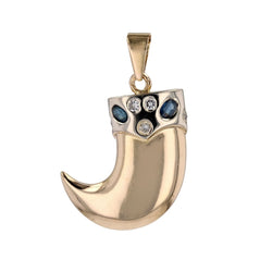 Pendentif griffe en or jaune saphirs et diamants - Castafiore