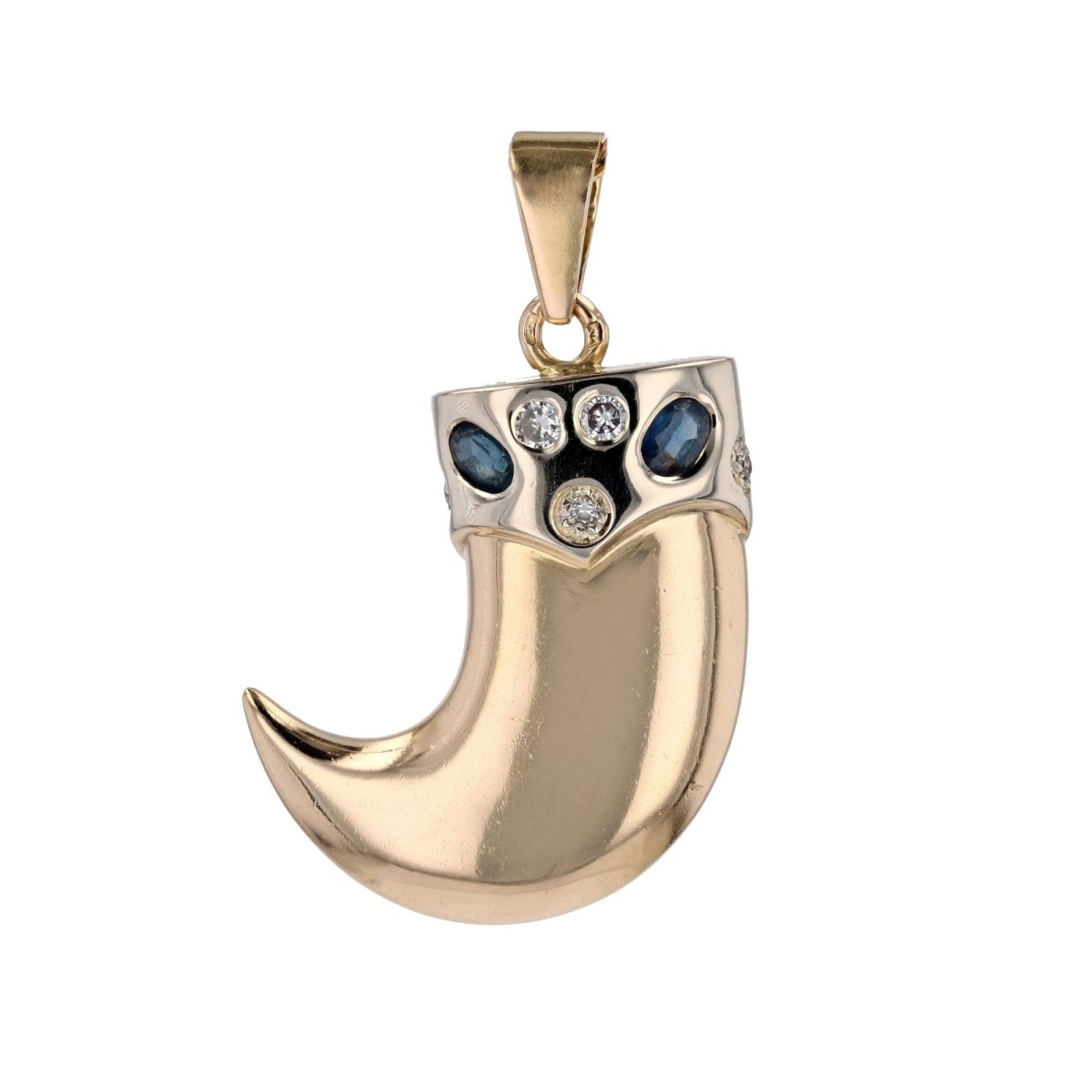 Pendentif griffe en or jaune saphirs et diamants - Castafiore