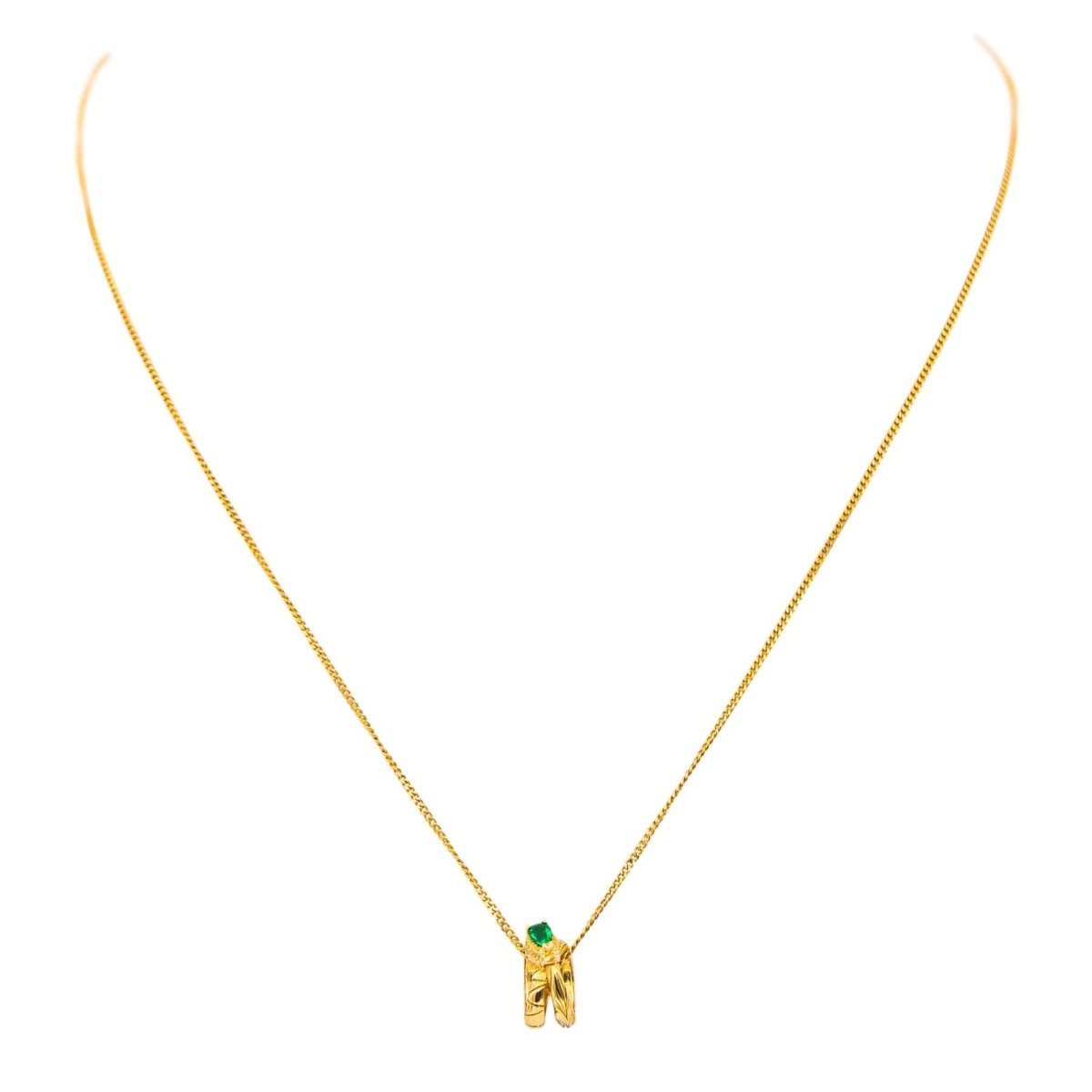 Pendentif GUCCI "Ouroboros" en or jaune et émeraude - Castafiore
