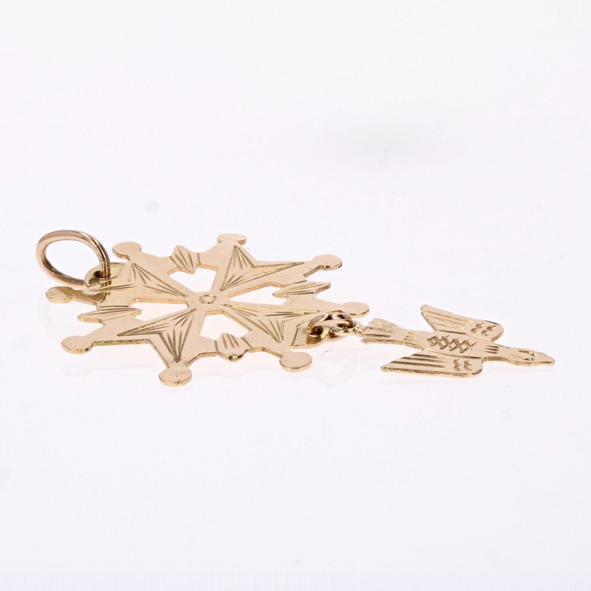 Pendentif Huguenote croix en or jaune - Castafiore