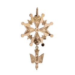 Pendentif Huguenote croix en or jaune - Castafiore