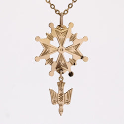Pendentif Huguenote croix en or jaune - Castafiore