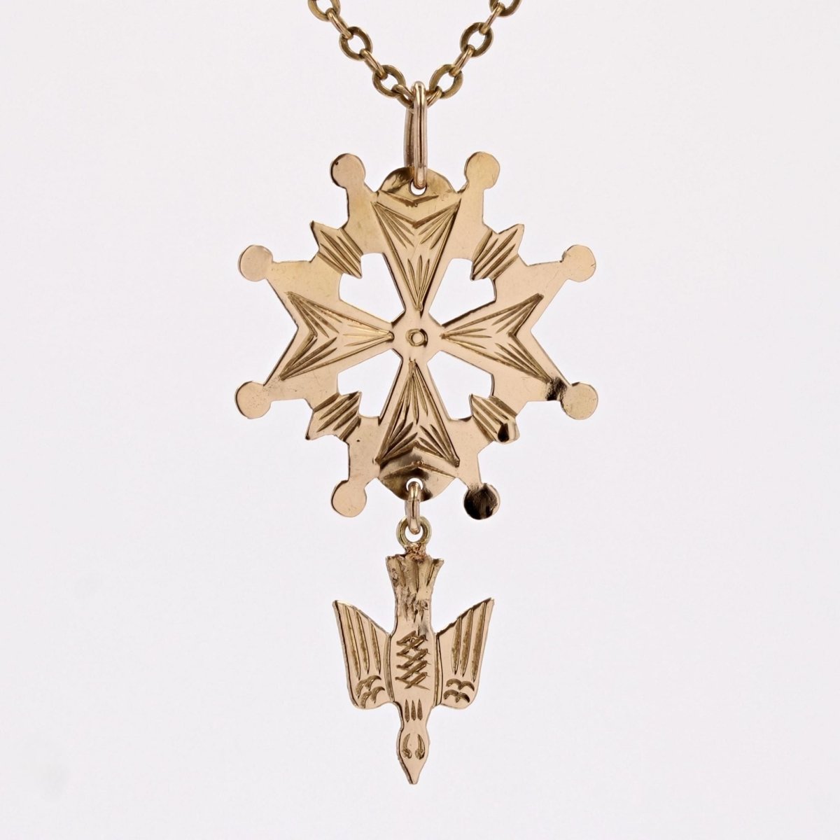 Pendentif Huguenote croix en or jaune - Castafiore