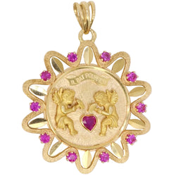 Pendentif Il bat pour toi grand modèle en or jaune et rubis - Castafiore