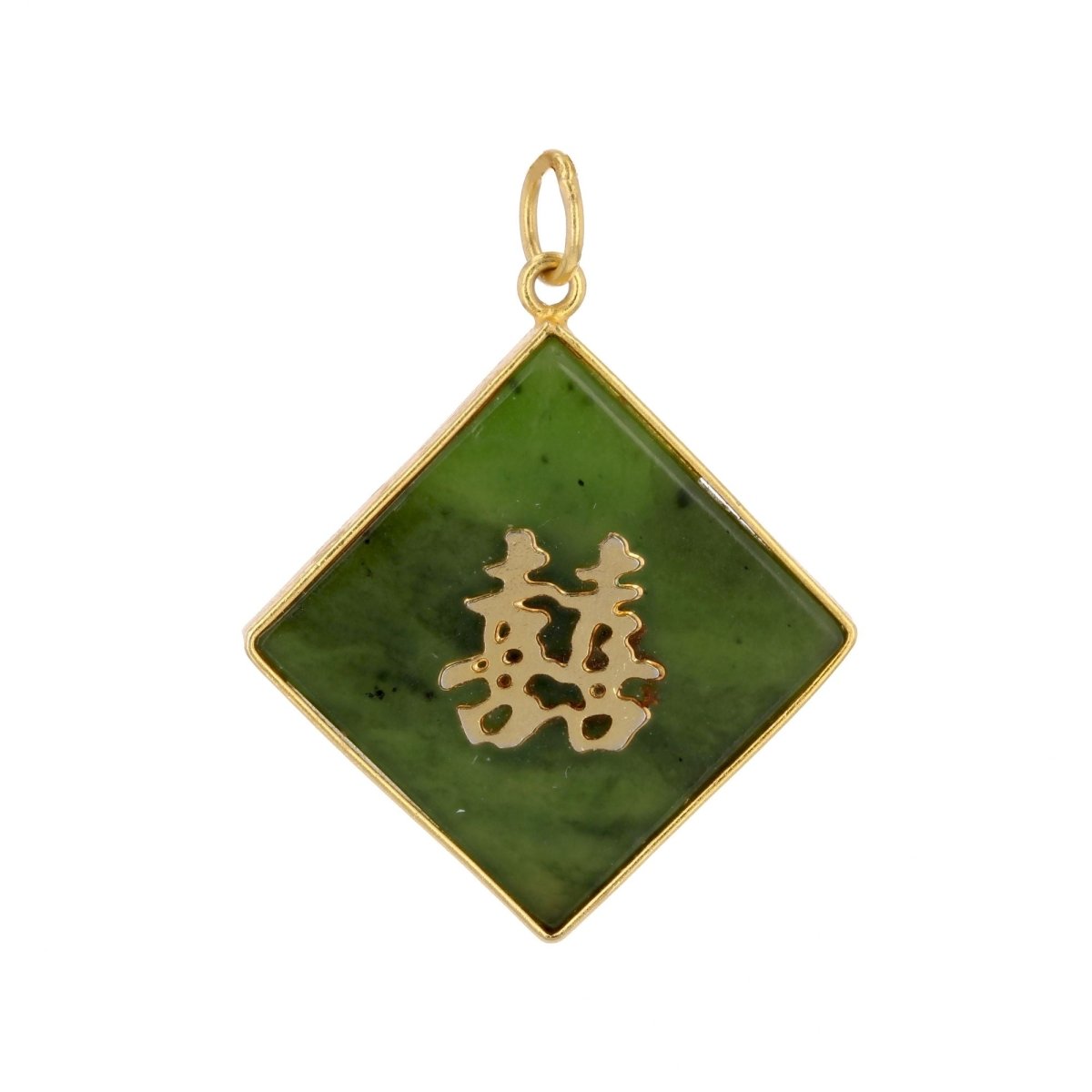 Pendentif JADE Caractère chinois en or jaune - Castafiore