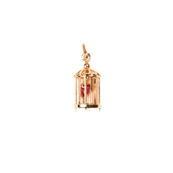 Pendentif "L'amour en Cage" en or rose et rubis - Castafiore