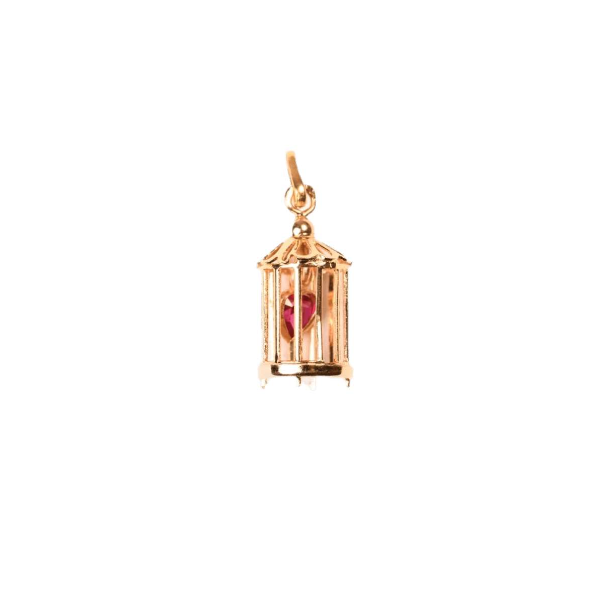 Pendentif "L'amour en Cage" en or rose et rubis - Castafiore