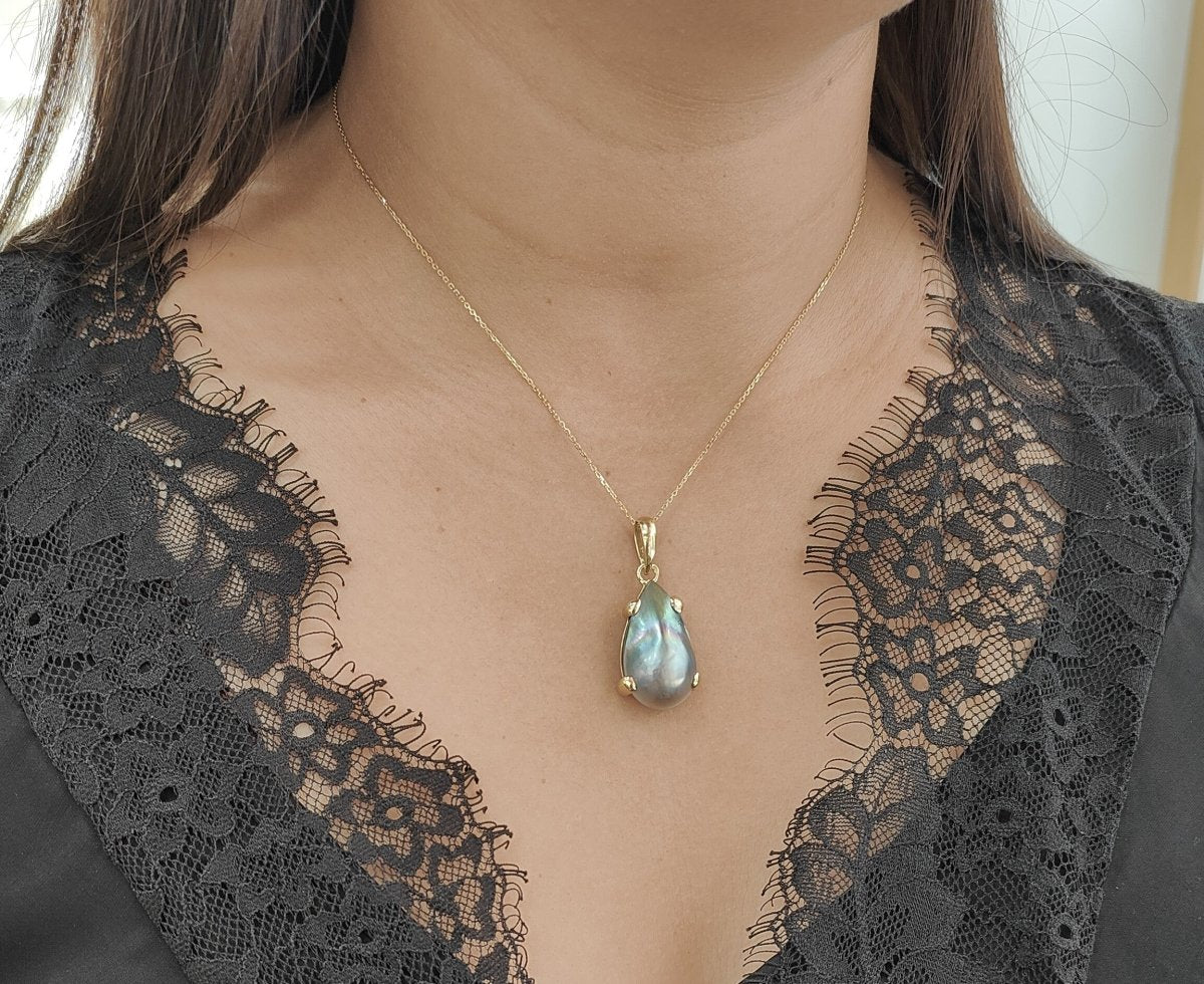 Pendentif Mabé de Tahiti en or jaune - Castafiore