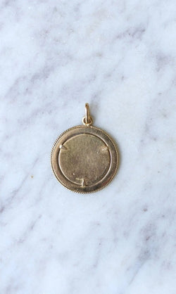 Pendentif médaille astrologique Verseau, or et émail - Castafiore