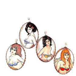 Pendentif Medaillon Pin Up Vintage - Castafiore