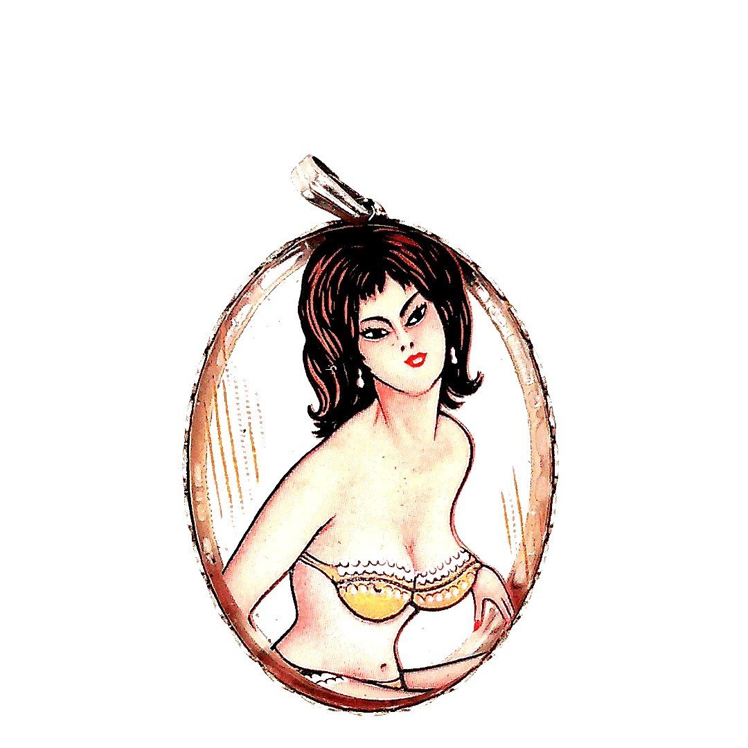 Pendentif Medaillon Pin Up Vintage - Castafiore