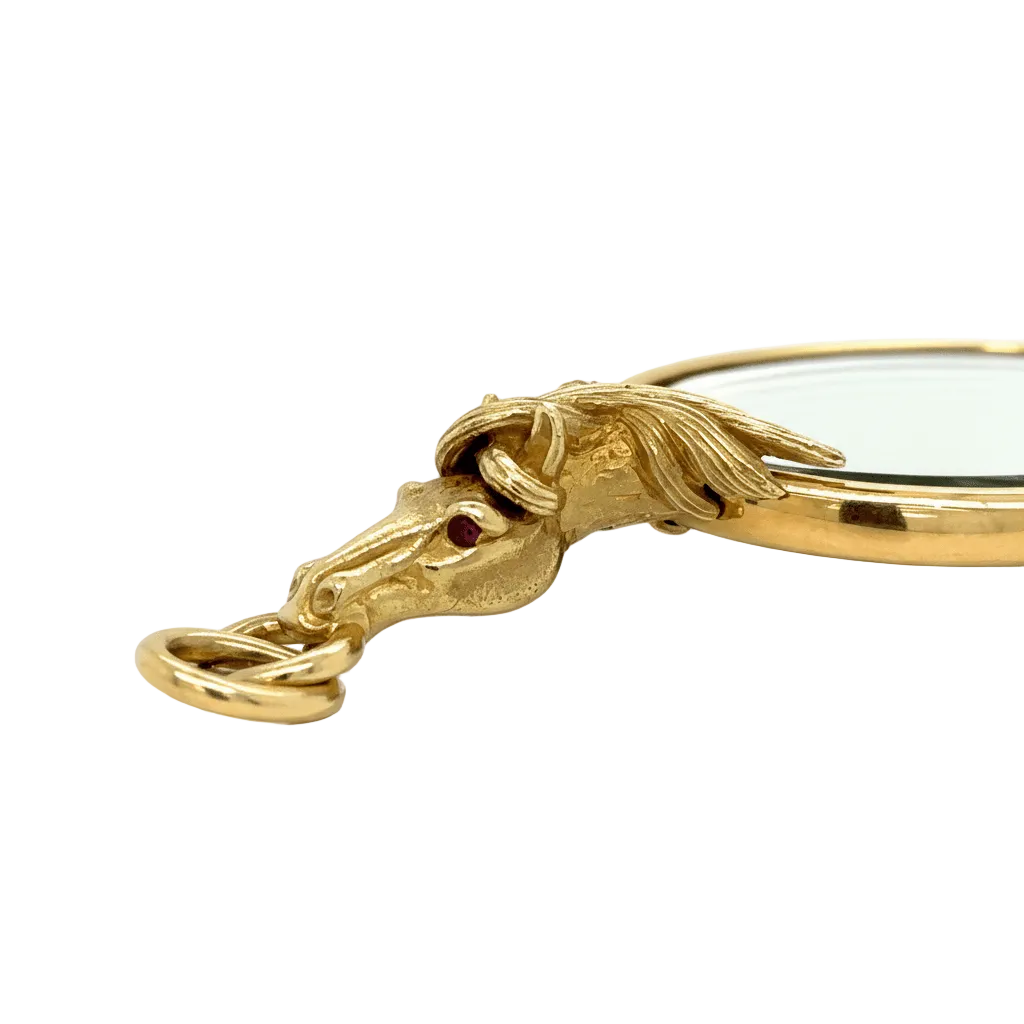 Pendentif Miroir Cheval - Or Jaune - Époque Victorienne - Castafiore