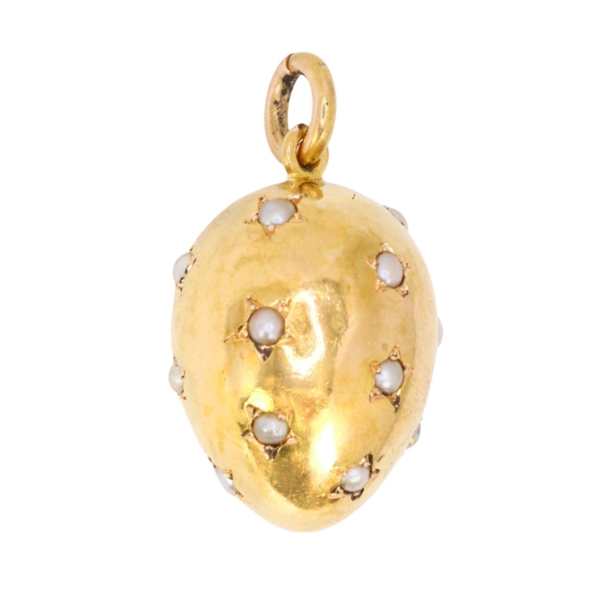 Pendentif œuf or jaune et perles fines - Castafiore
