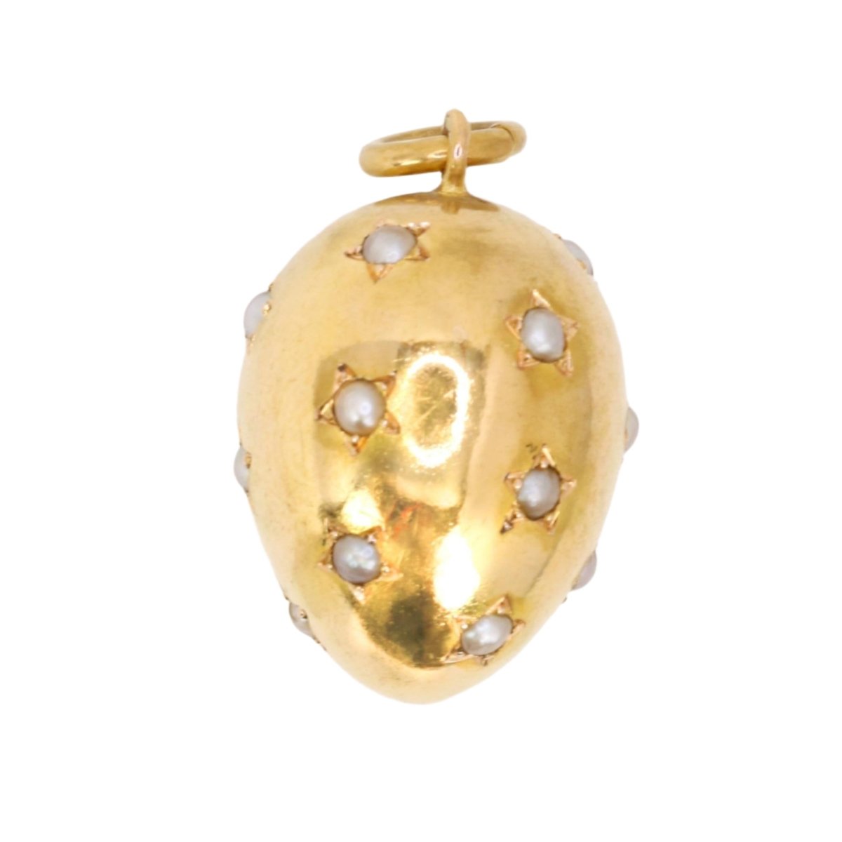 Pendentif œuf or jaune et perles fines - Castafiore