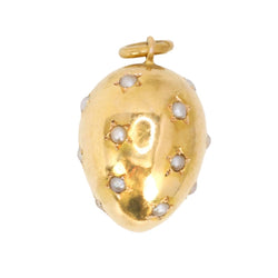 Pendentif œuf or jaune et perles fines - Castafiore