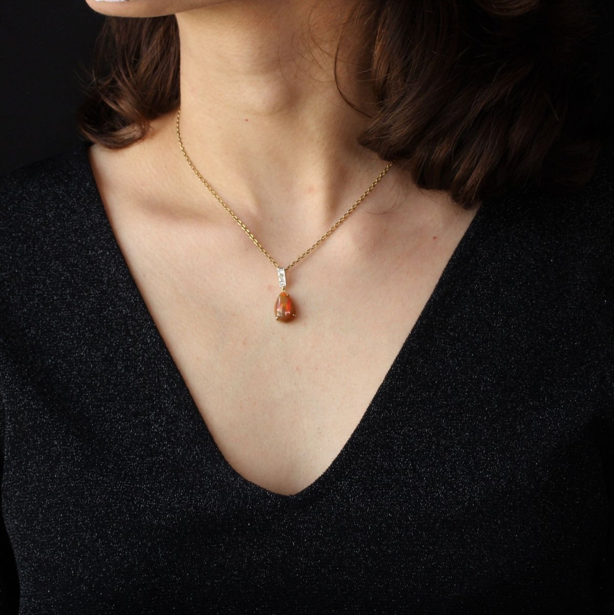 Pendentif opale et diamants - Castafiore