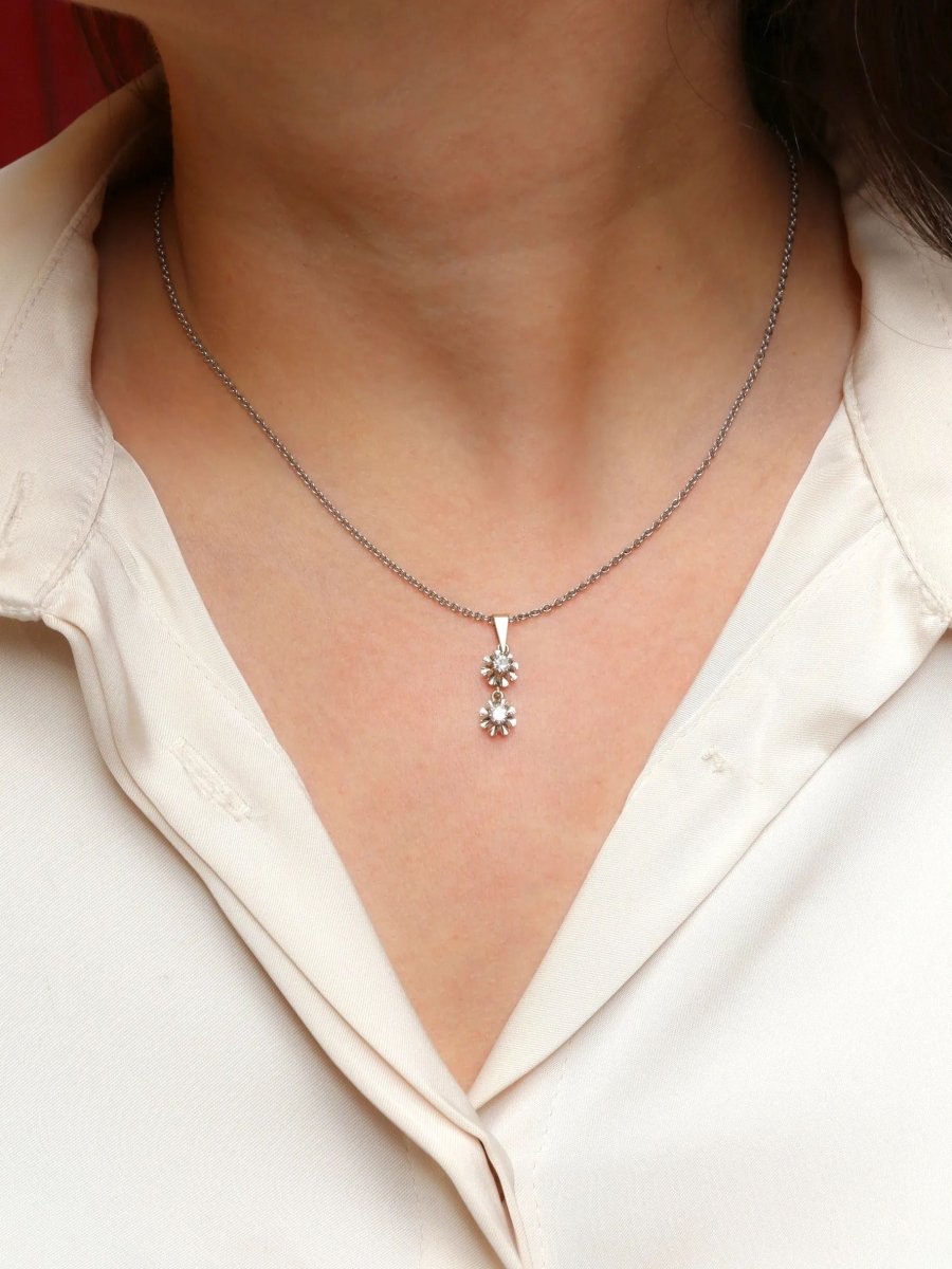 Pendentif or blanc diamants 0,2 ct - Castafiore