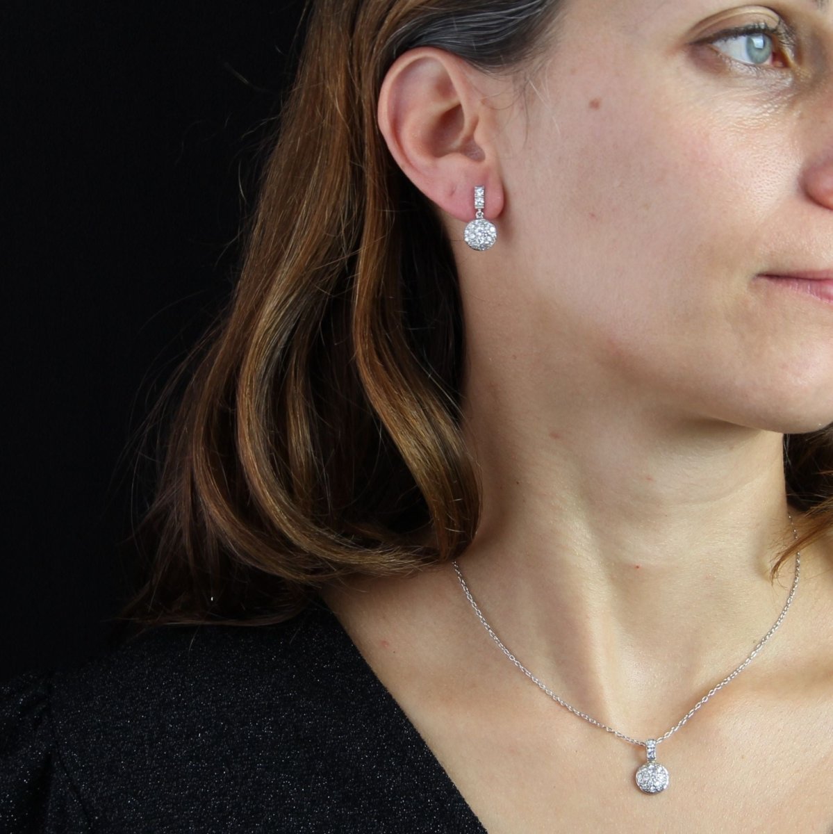 Pendentif or blanc diamants et sa chaine - Castafiore