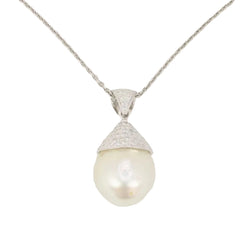 Pendentif or blanc diamants perle baroque - Castafiore