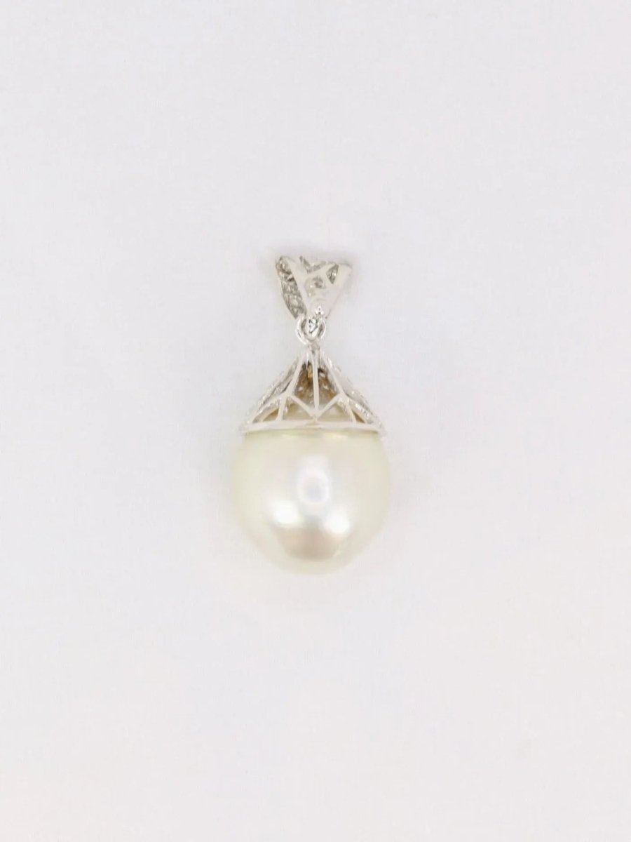 Pendentif or blanc diamants perle baroque - Castafiore