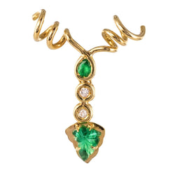 Pendentif or et émeraudes et diamants feuilles de vignes - Castafiore