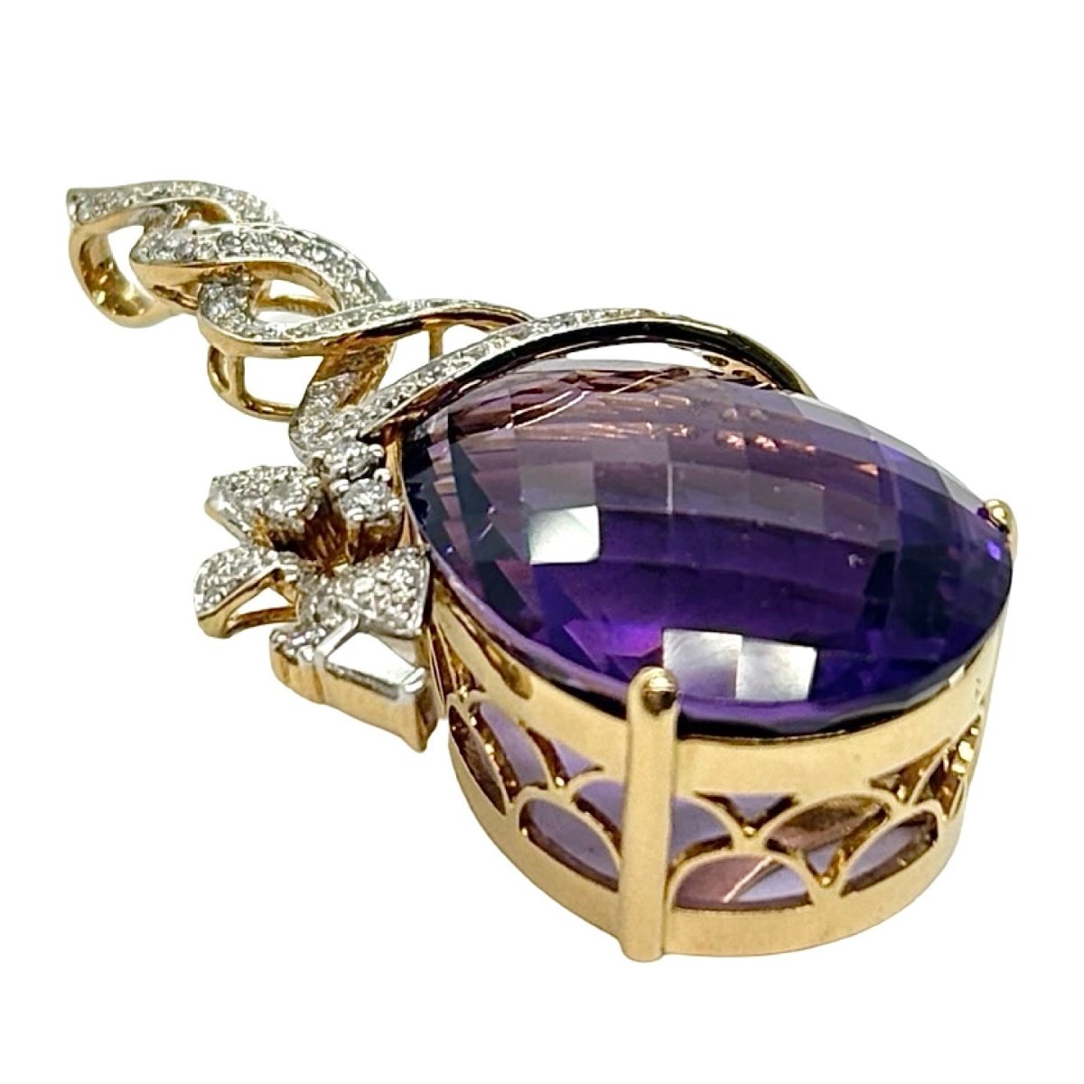 Pendentif or jaune, améthyste et diamants - Castafiore