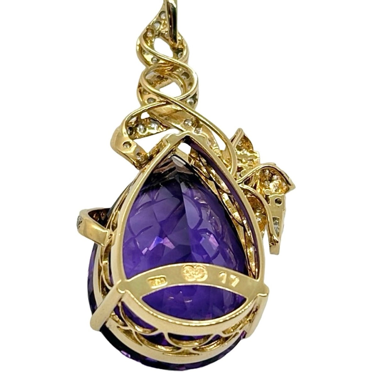 Pendentif or jaune, améthyste et diamants - Castafiore