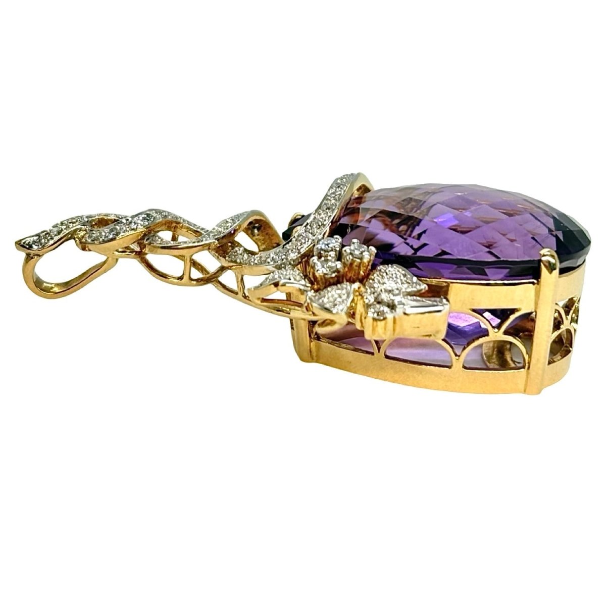 Pendentif or jaune, améthyste et diamants - Castafiore