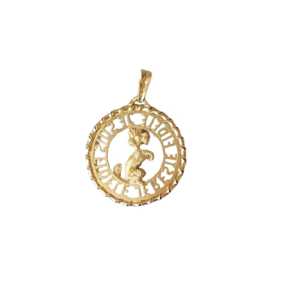 Pendentif Or jaune Caniche Je Suis Fidèle Je Reste Fidèle - Castafiore