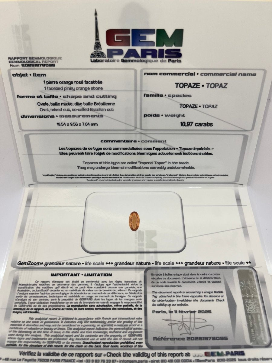 Pendentif or Topaze Impériale et diamants - Castafiore