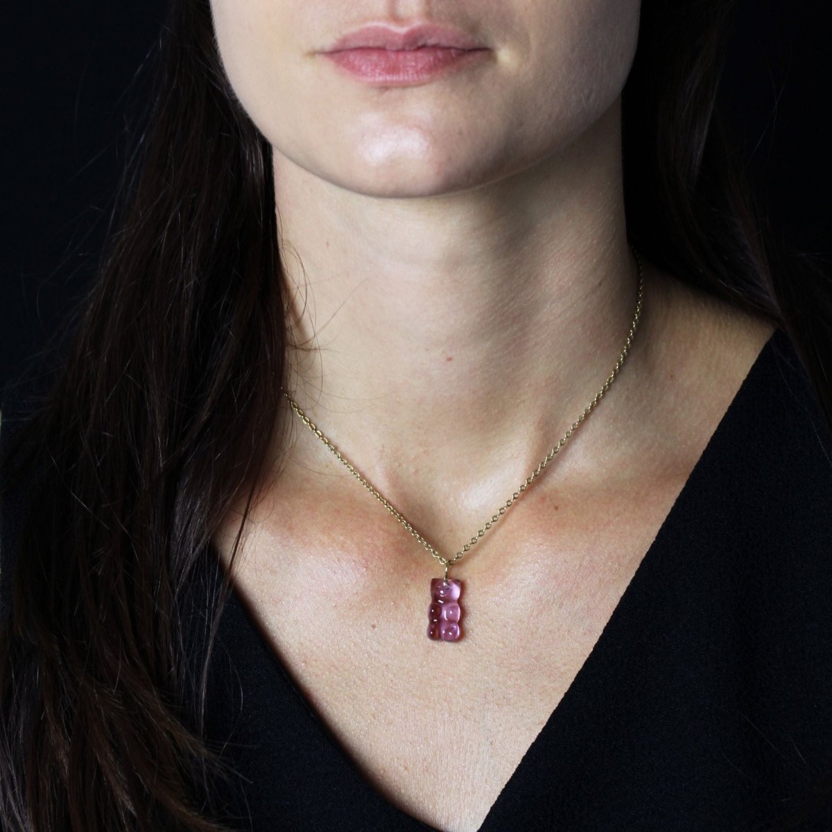 Pendentif ourson en or jaune et améthyste - Castafiore