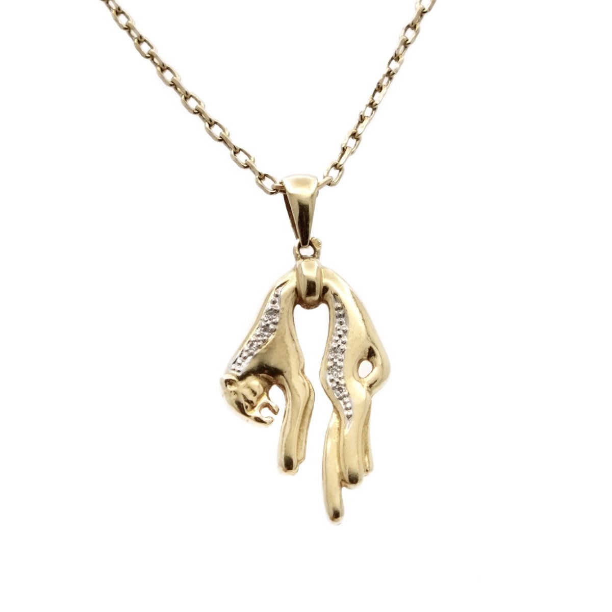 Pendentif panthère molle en or jaune et diamant - Castafiore