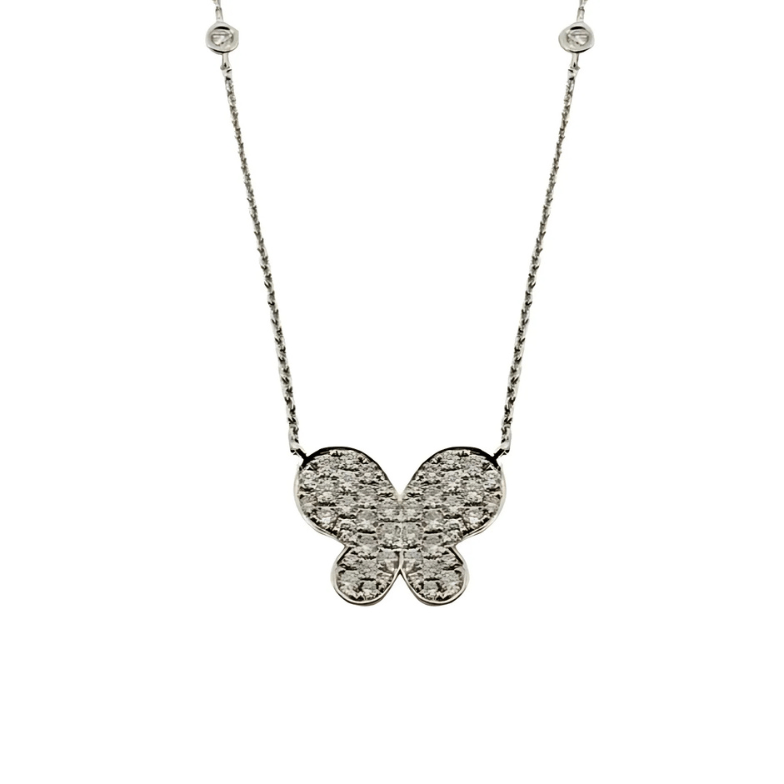 Pendentif Papillon en or blanc et diamants - Castafiore
