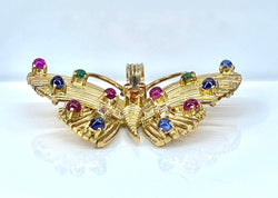 Pendentif papillon en or jaune 18 carats et pierres précieuses - Castafiore