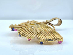 Pendentif papillon en or jaune 18 carats et pierres précieuses - Castafiore