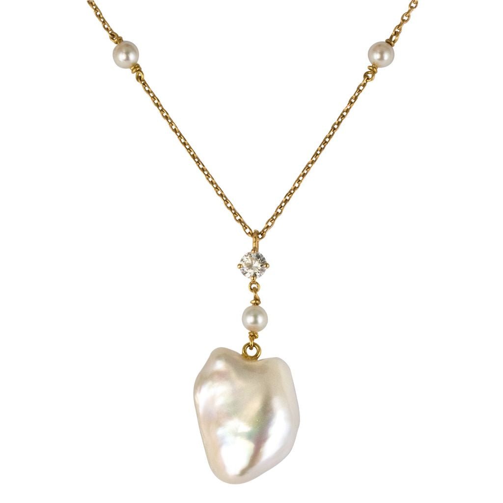 Pendentif Perle baroque, perles et diamant - Castafiore
