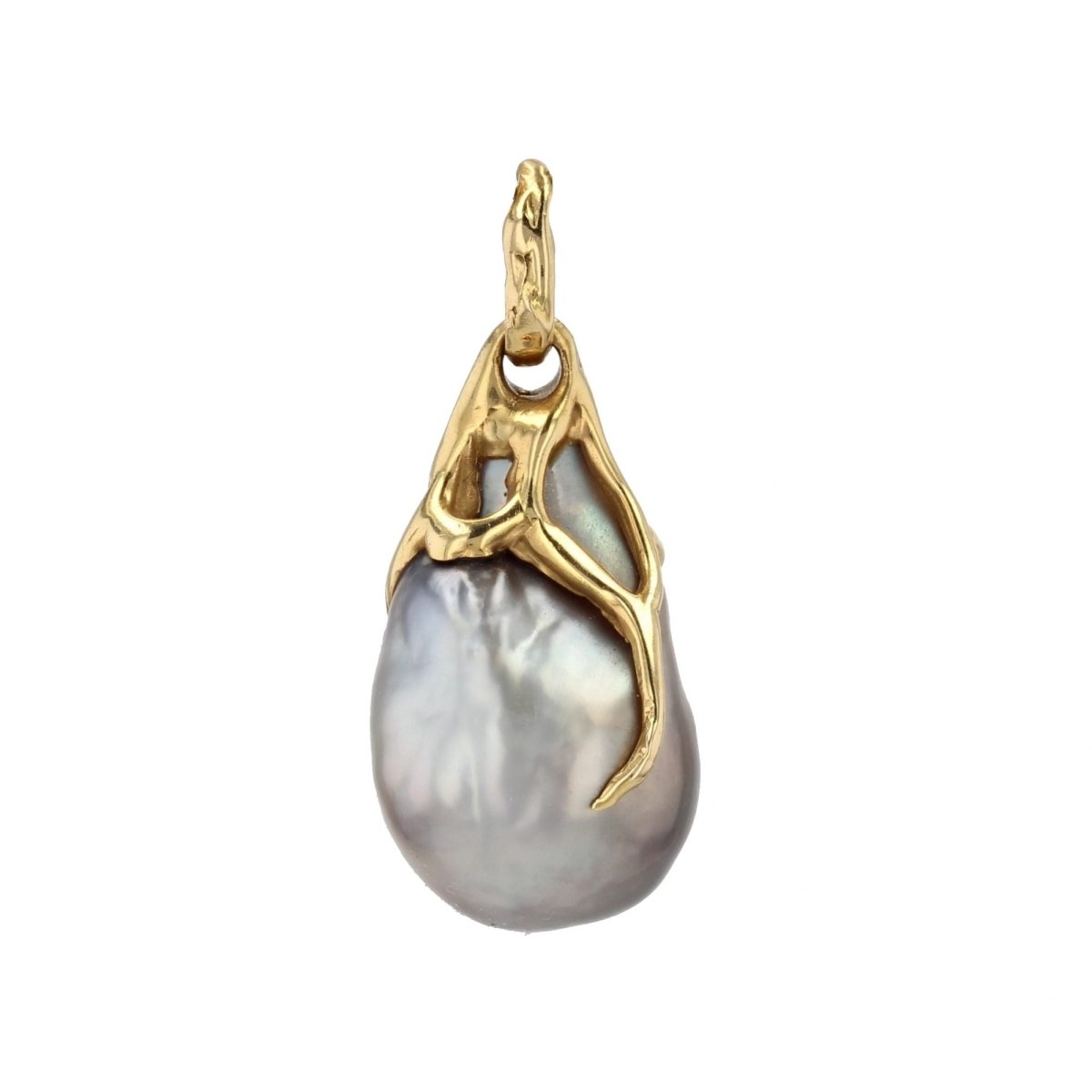 Pendentif perle grise baroque et or - Castafiore
