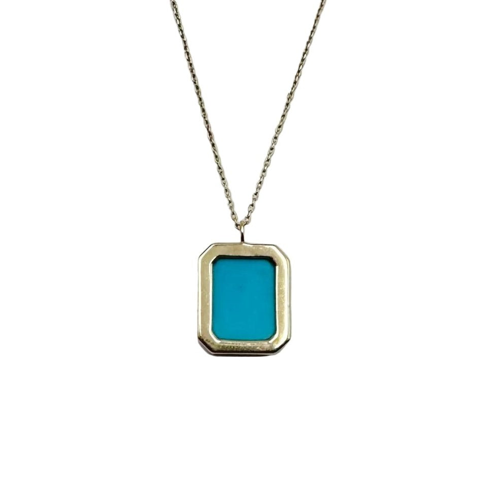 Pendentif PERSÉE en or jaune, turquoise et diamants - Castafiore