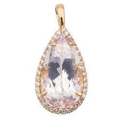 Pendentif Poire en or rose, morganite et diamants - Castafiore