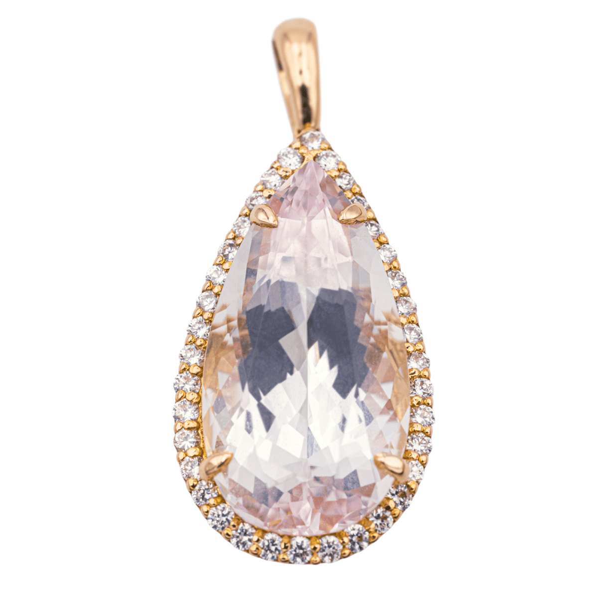 Pendentif Poire en or rose, morganite et diamants - Castafiore